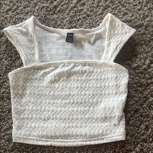 SHEIN White Textured Sleeveless Crop Tank Top